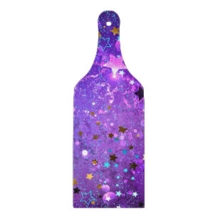 Purple foil background with Stars Cutting Board