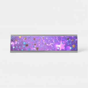 Purple foil background with Stars Desk Name Plate