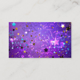 Purple foil background with Stars Discount Card