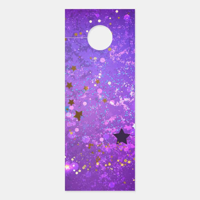 Purple foil background with Stars Door Hanger (Front)