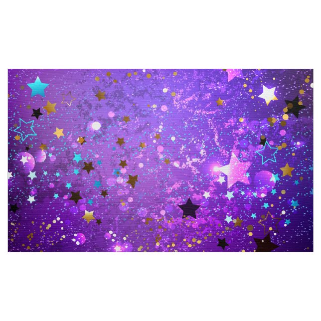 Purple foil background with Stars Fabric (Yard)