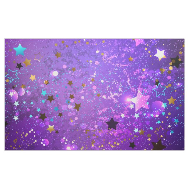 Purple foil background with Stars Fabric (Yard)