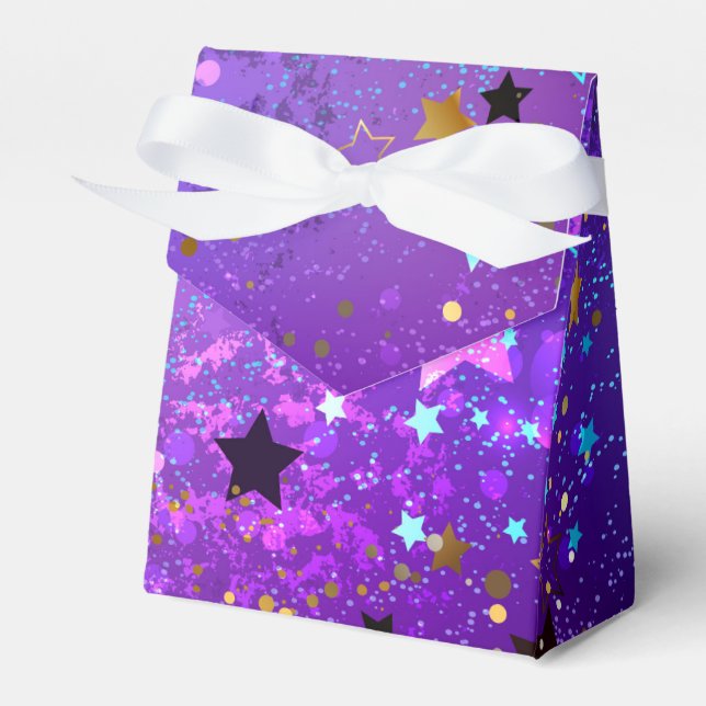 Purple foil background with Stars Favour Box (Front Side)