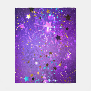 Purple foil background with Stars Fleece Blanket