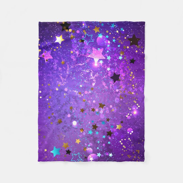 Purple foil background with Stars Fleece Blanket (Front)