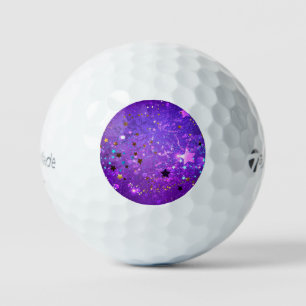 Purple foil background with Stars Golf Balls