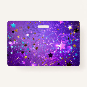 Purple foil background with Stars ID Badge