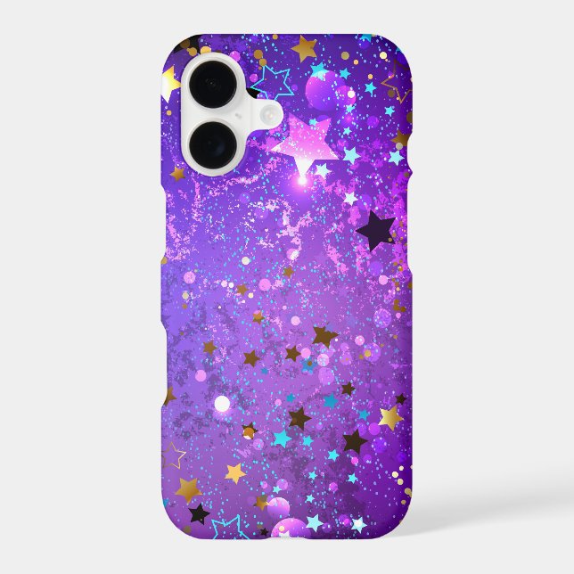 Purple foil background with Stars iPhone Case (Back)