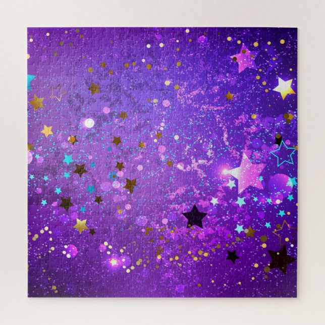 Purple foil background with Stars Jigsaw Puzzle (Vertical)