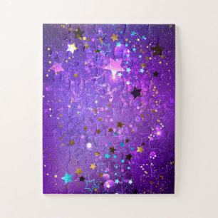 Purple foil background with Stars Jigsaw Puzzle