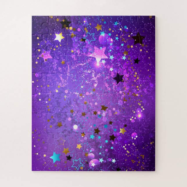 Purple foil background with Stars Jigsaw Puzzle (Vertical)