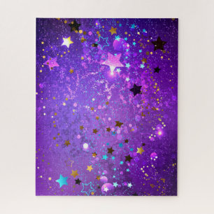 Purple foil background with Stars Jigsaw Puzzle