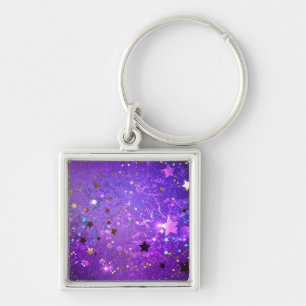 Purple foil background with Stars Key Ring
