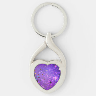 Purple foil background with Stars Key Ring