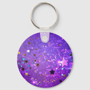 Purple foil background with Stars Key Ring