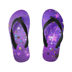 Purple foil background with Stars Kid's Thongs