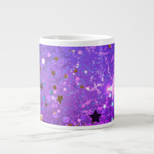 Purple foil background with Stars Large Coffee Mug