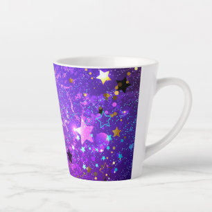 Purple foil background with Stars Latte Mug