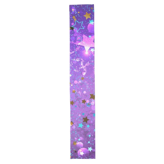 Purple foil background with Stars Long Table Runner (Front)