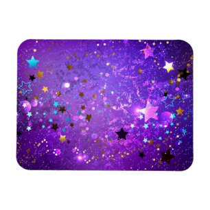 Purple foil background with Stars Magnet
