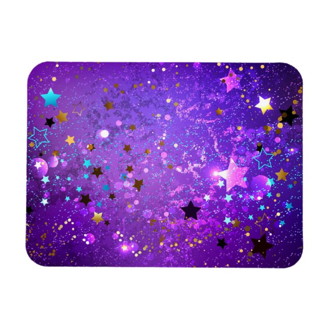 Purple foil background with Stars Magnet (Horizontal)