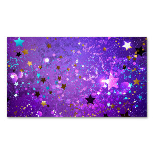Purple foil background with Stars Magnetic Business Card