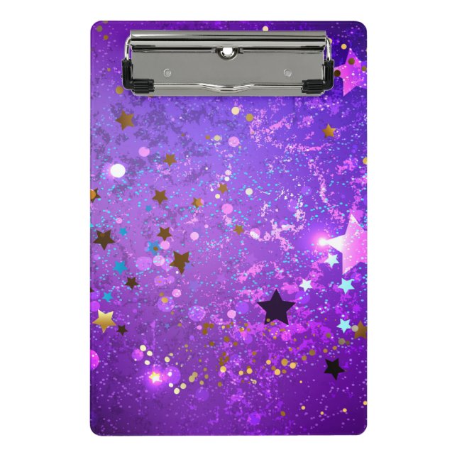 Purple foil background with Stars Mini Clipboard (Front)