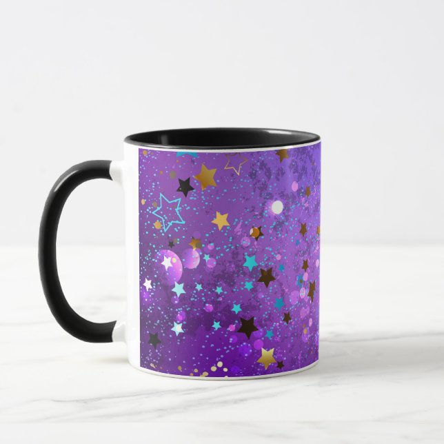 Purple foil background with Stars Mug (Left)