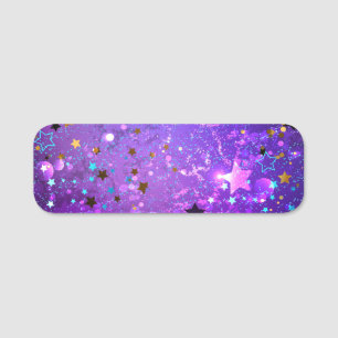 Purple foil background with Stars Name Tag
