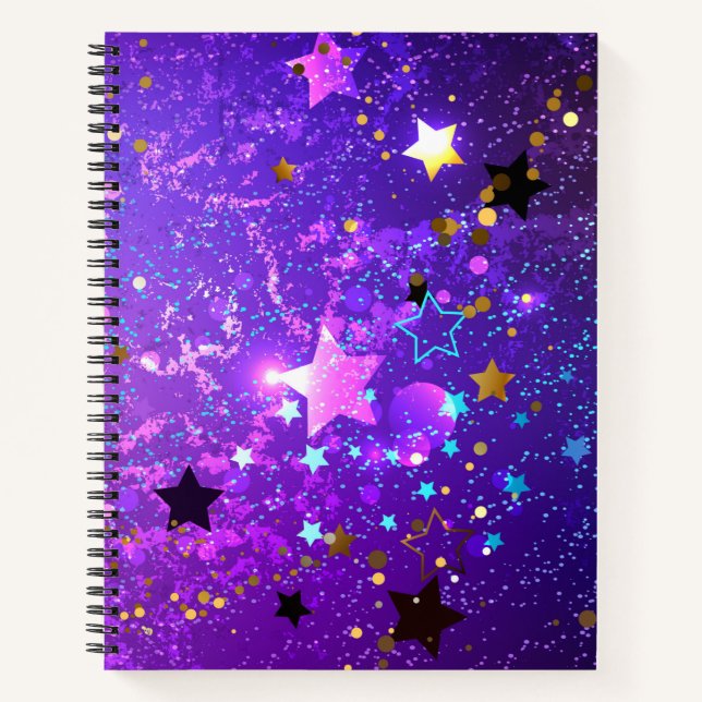 Purple foil background with Stars Notebook (Front)