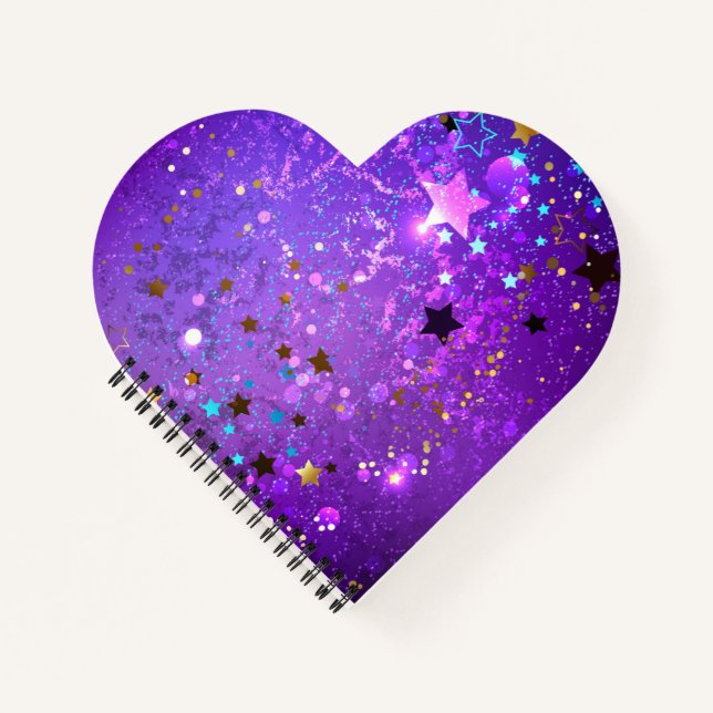 Purple foil background with Stars Notebook (Front)