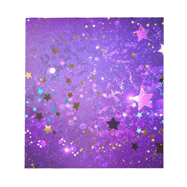 Purple foil background with Stars Notepad (Front)