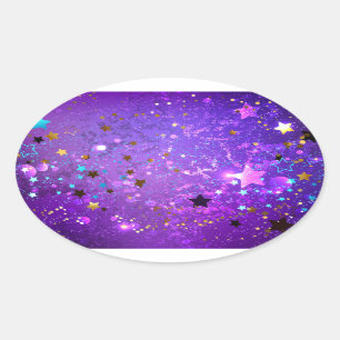 Purple foil background with Stars Oval Sticker