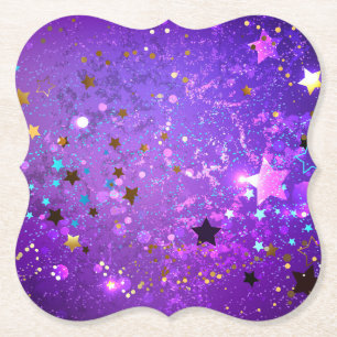 Purple foil background with Stars Paper Coaster