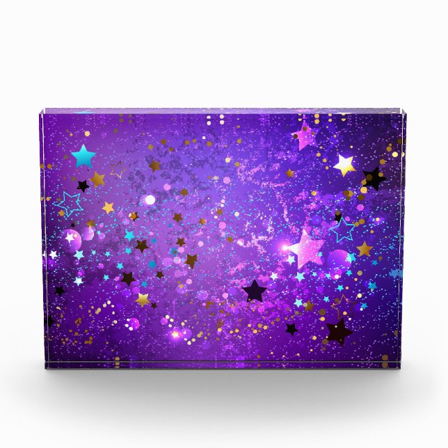 Purple foil background with Stars Photo Block (Front)