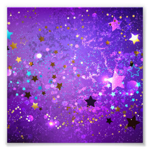 Purple foil background with Stars Photo Print