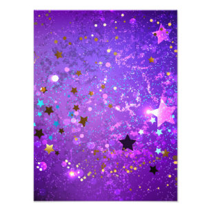 Purple foil background with Stars Photo Print