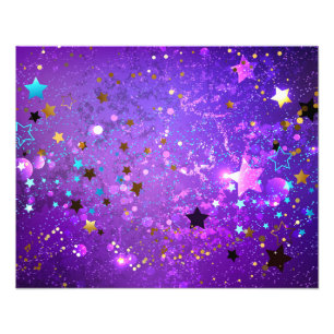 Purple foil background with Stars Photo Print