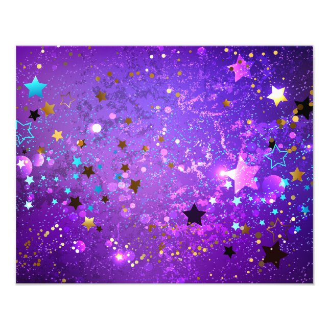 Purple foil background with Stars Photo Print (Front)