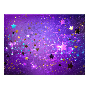 Purple foil background with Stars Photo Print
