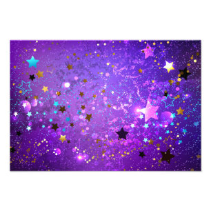 Purple foil background with Stars Photo Print