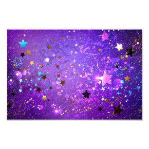 Purple foil background with Stars Photo Print