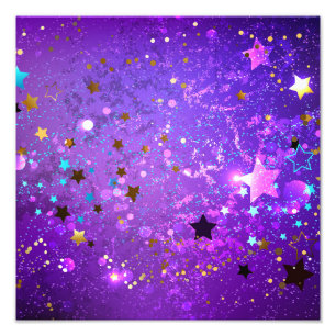Purple foil background with Stars Photo Print
