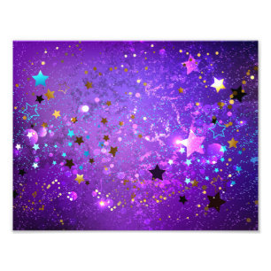 Purple foil background with Stars Photo Print