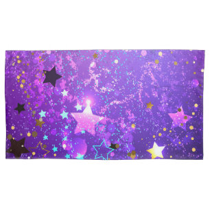 Purple foil background with Stars Pillowcase