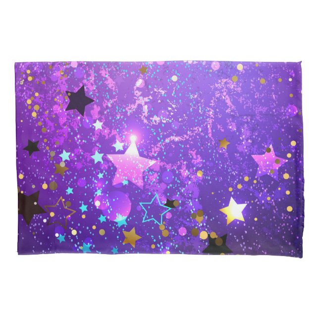 Purple foil background with Stars Pillowcase (Front)