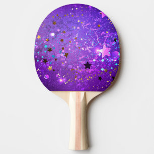 Purple foil background with Stars Ping Pong Paddle