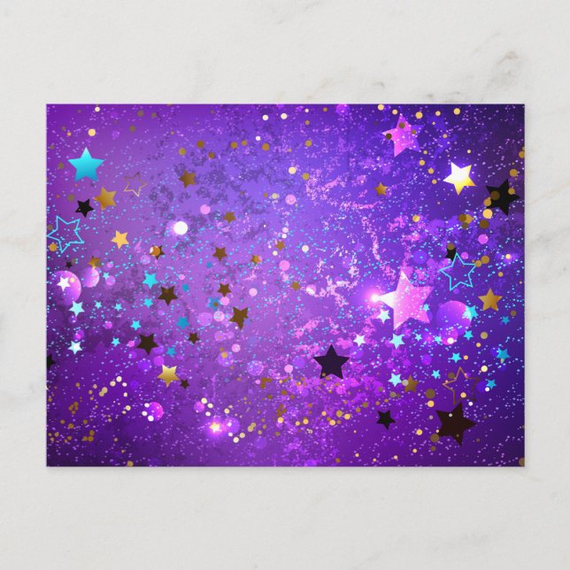Purple foil background with Stars Postcard (Front)