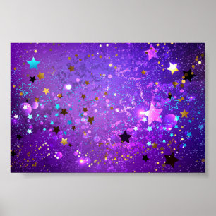 Purple foil background with Stars Poster