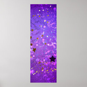 Purple foil background with Stars Poster